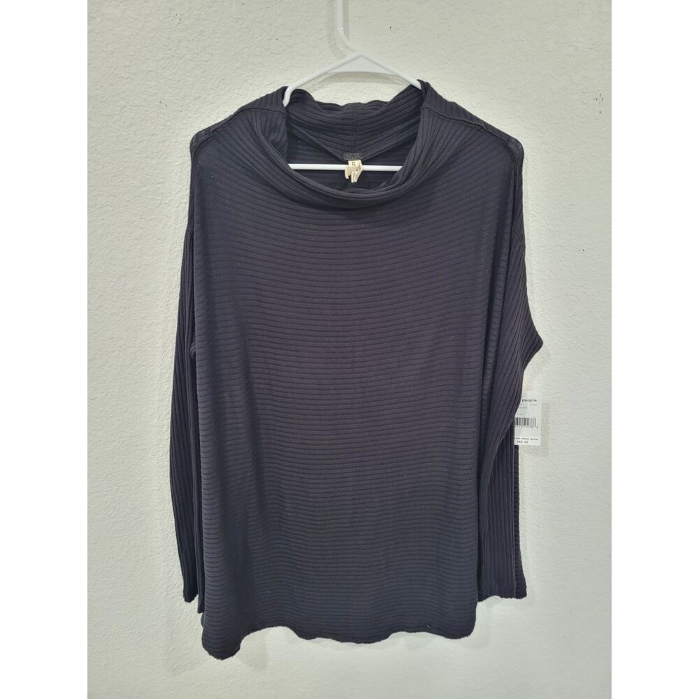 Free People Women's Black Knit Sweater Long Sleeve Turtleneck Size Large #13